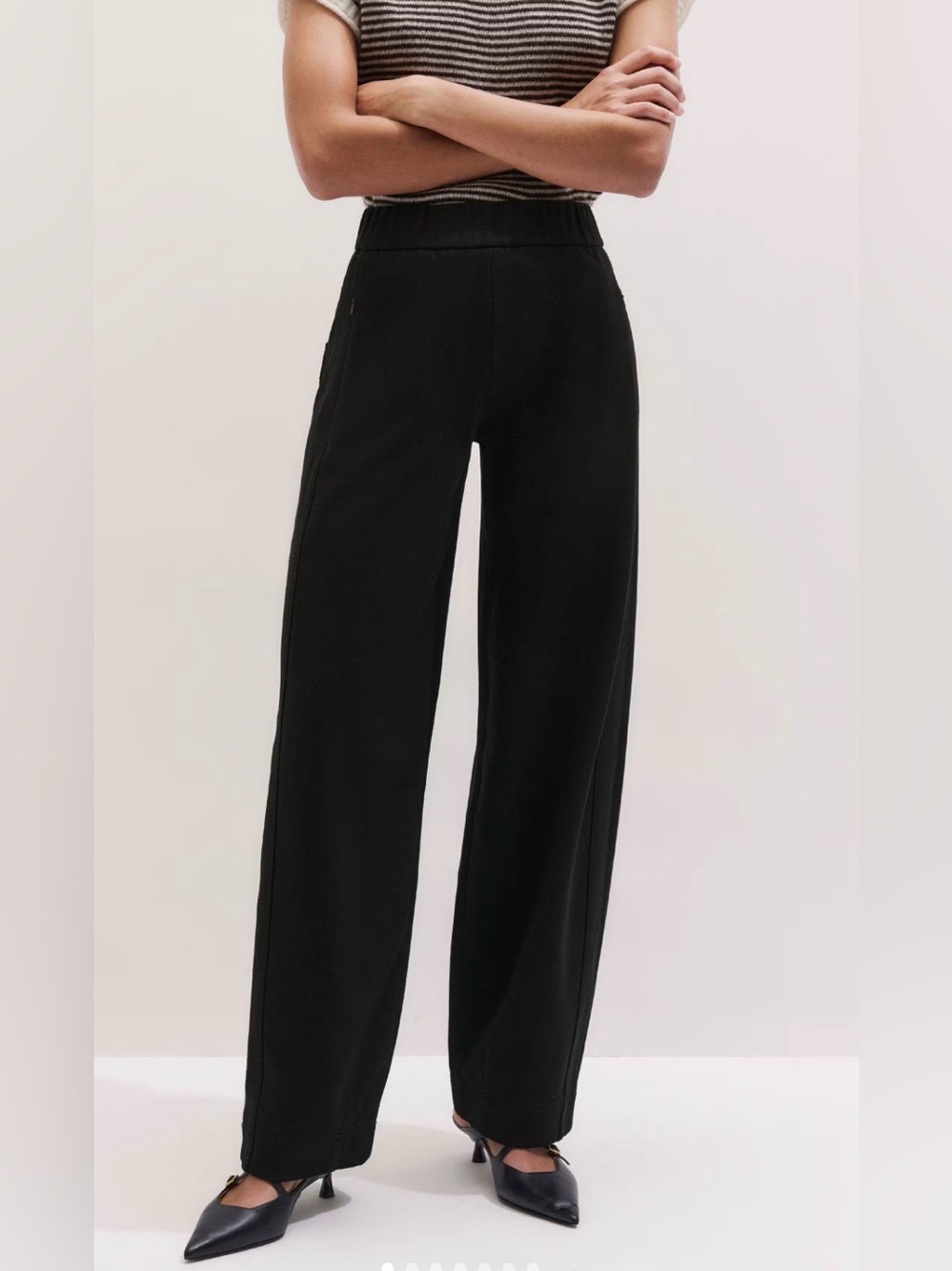 ME+EM Black Wide-Leg Elastic-Waist Trousers